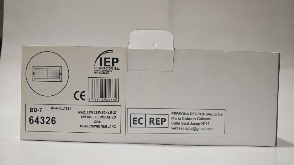 Aplique Empotrable de Exterior Simon BD-7 Blanco | Diseño Rectangular – IP44