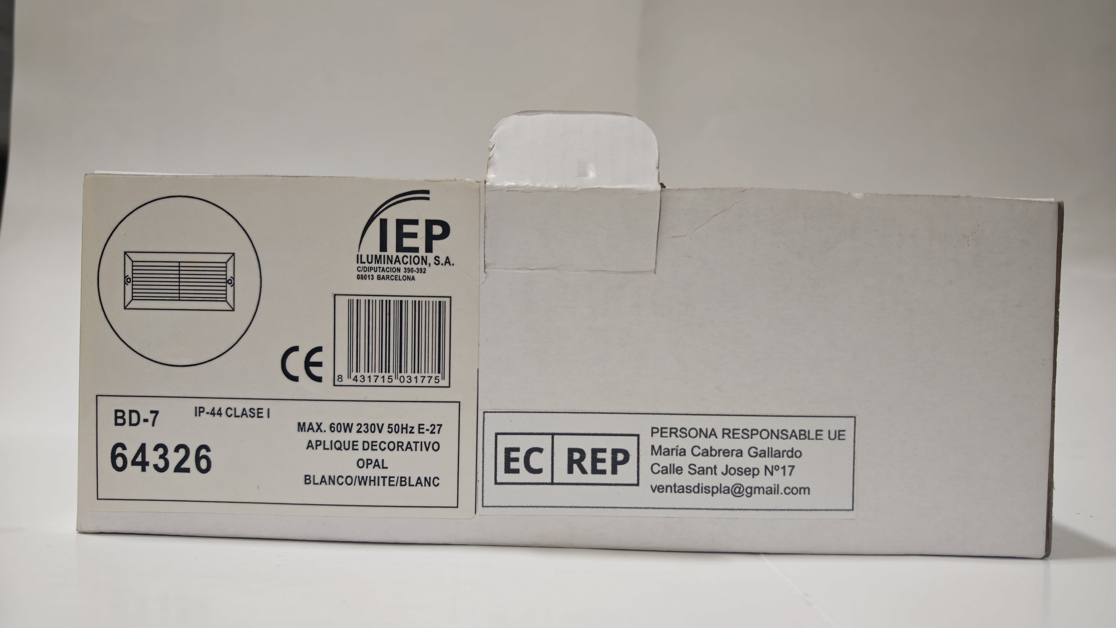 Aplique Empotrable de Exterior Simon BD-7 Blanco | Diseño Rectangular – IP44