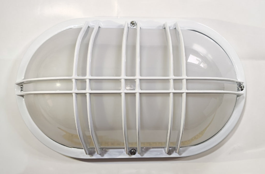 Aplique de Exterior Simon BD-3 Blanco | Diseño Oval con Rejilla – IP54