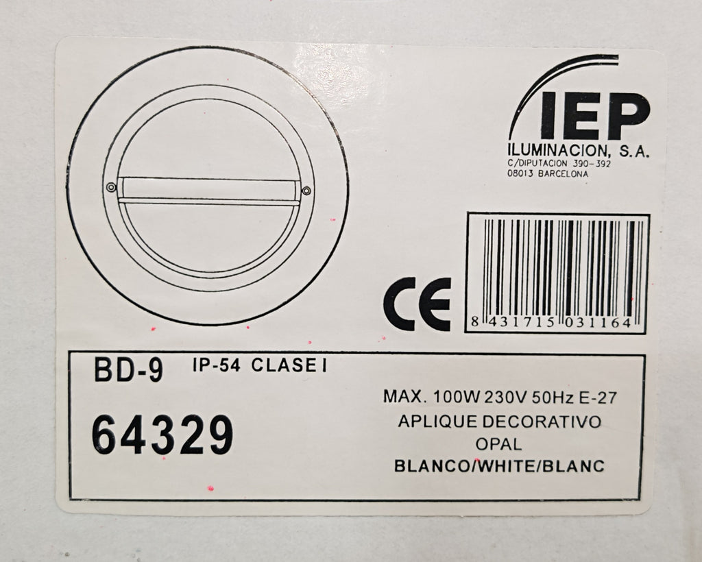 Plafón de Exterior Simon BD-9 Blanco | Diseño Circular con Visera y Rejilla – IP54