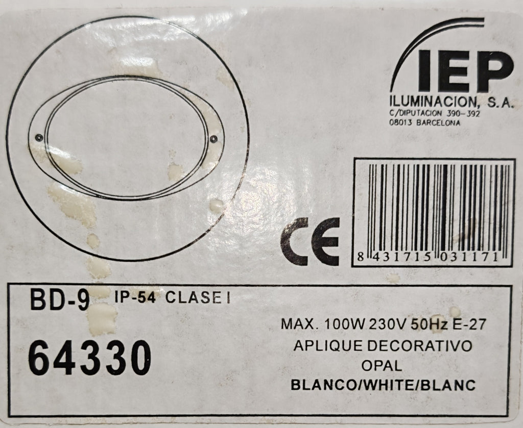 Aplique de Exterior Simon BD-9 Blanco | Diseño Ovalado Estanco – IP54