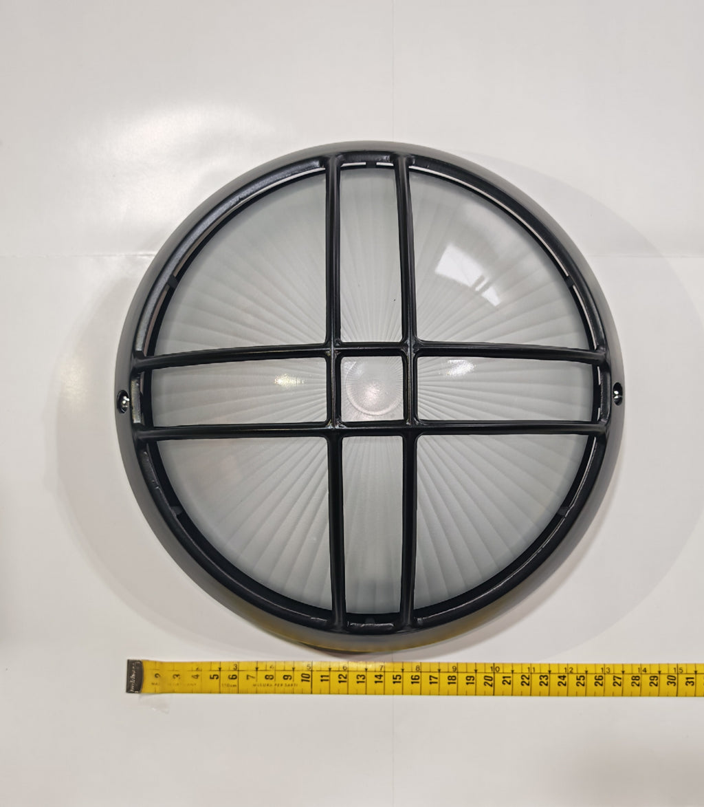 Plafón de Exterior Simon BD-9 Negro | Diseño Circular con Rejilla – IP54