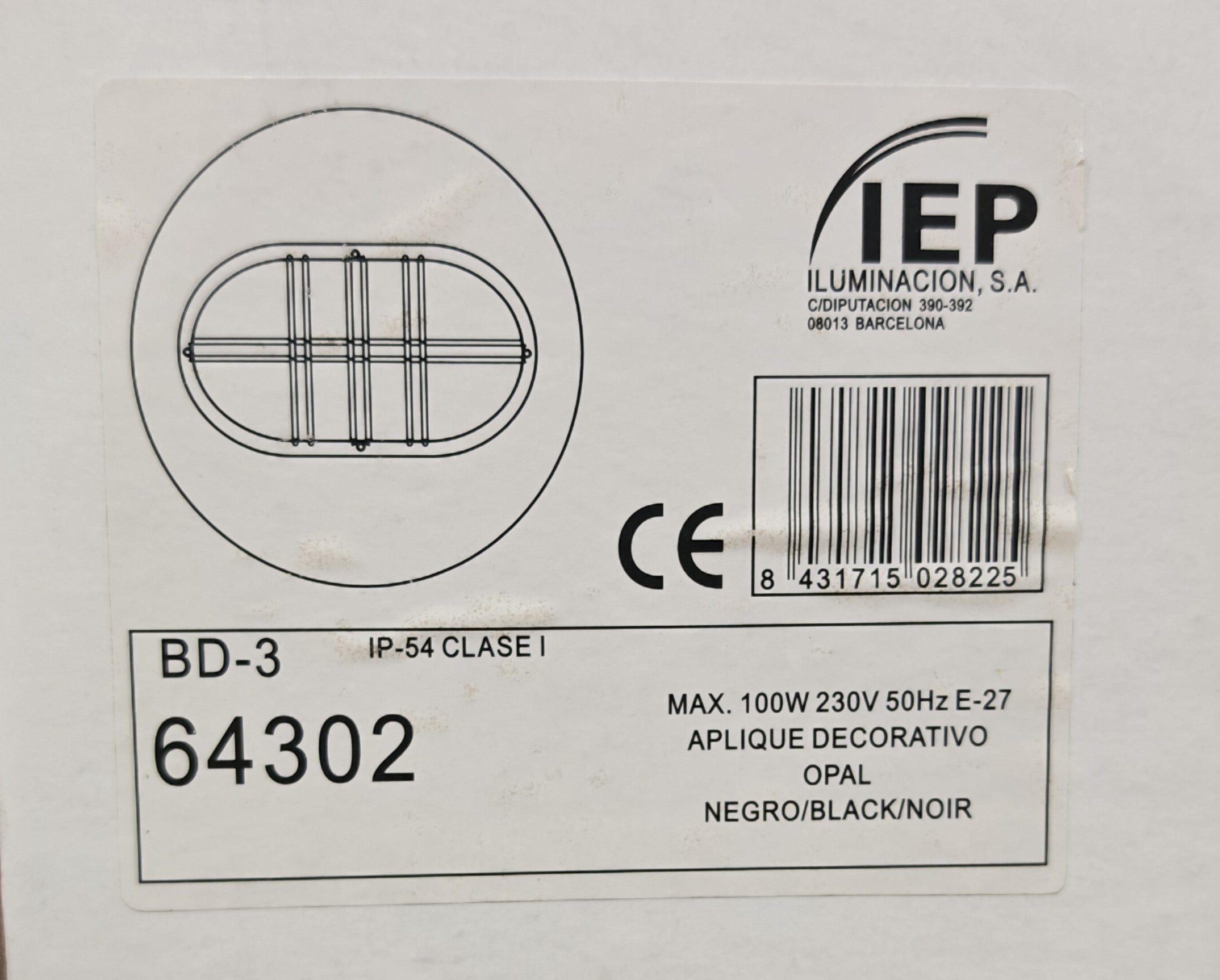 Aplique de Exterior Simon BD-3 | Diseño Oval con Rejilla – IP54