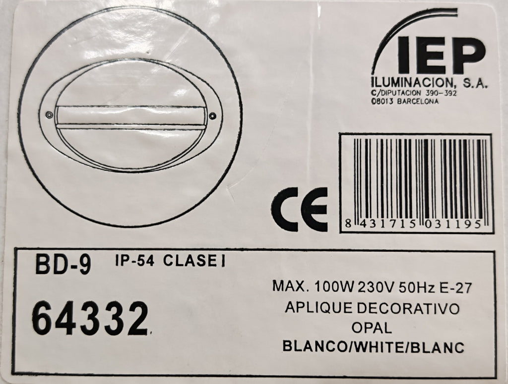 Aplique de Exterior Simon BD-9 Blanco | Diseño Ovalado con Visera y Rejilla – IP54